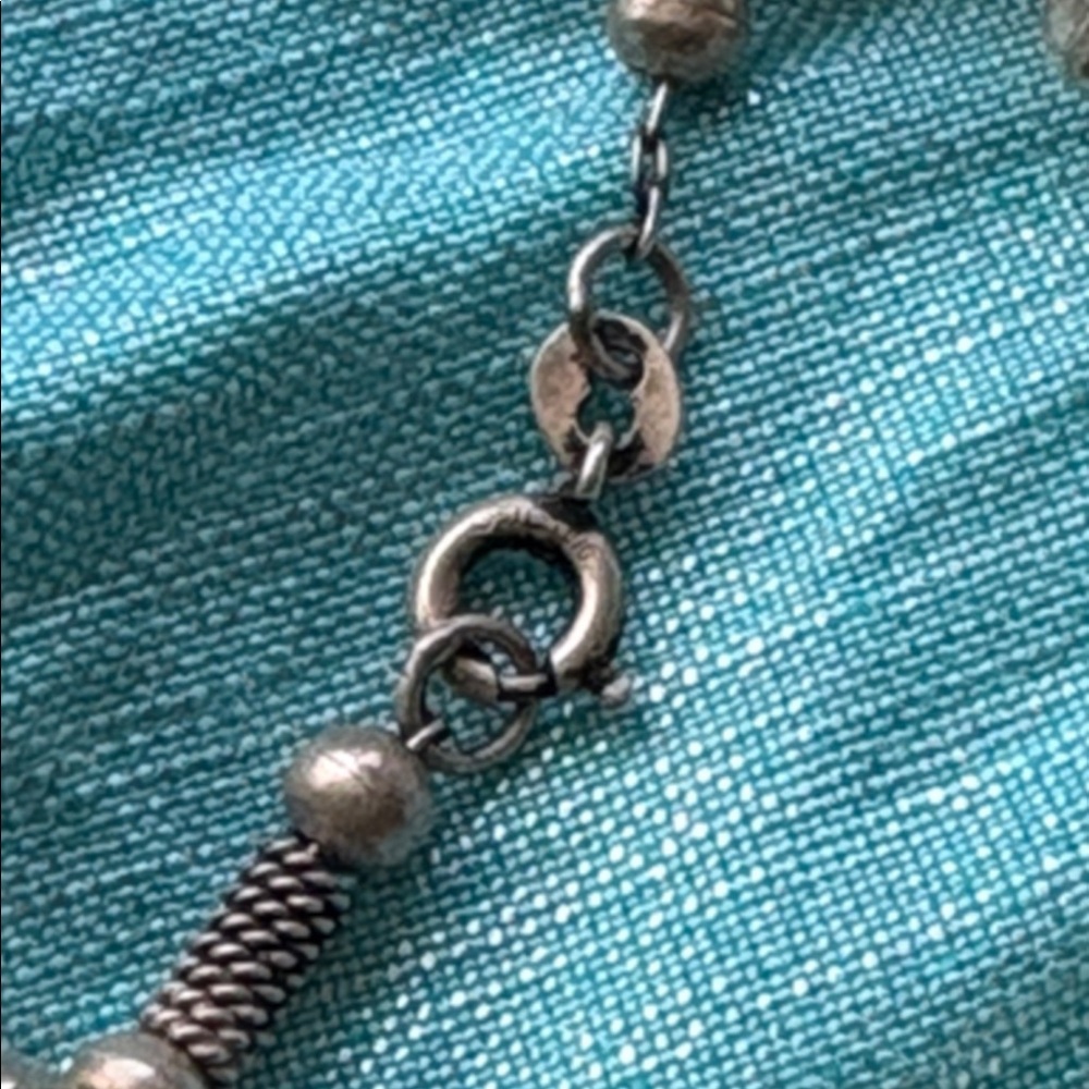 Elegant Ancient Geometric Sterling 925 Beaded Necklace 24” Byzantine 34g Heavy - Picture 4 of 6